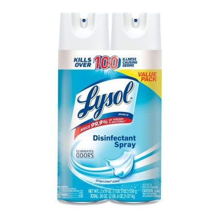 Reckitt Benckiser LYSOL Disinfectant Spray, Crisp Linen, 19 Oz. Aerosol Spray, 2/Pack, 4 Packs/Carton 99608CT
